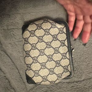 Gucci Beige and Blue Monogram Wallet